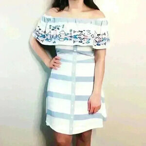 SugarLips Stripped Off Shoulder Dress